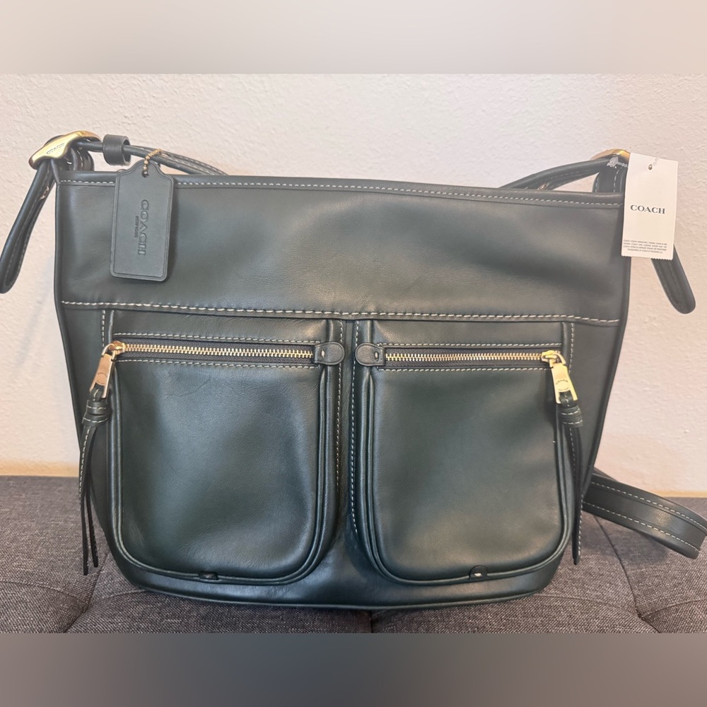 NWT Coach Angie Amazon Green Glovetanned Leather Crossbody Shoulder Bag